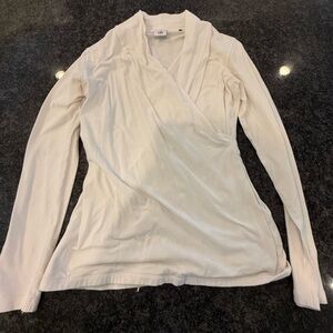 CAbi Elegant Cream Wrap Blouse